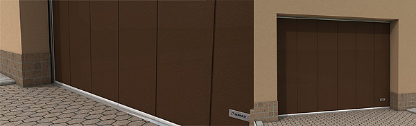 posuvná vrata hnědá STUCCO posuvná vrata hnědá STUCCO